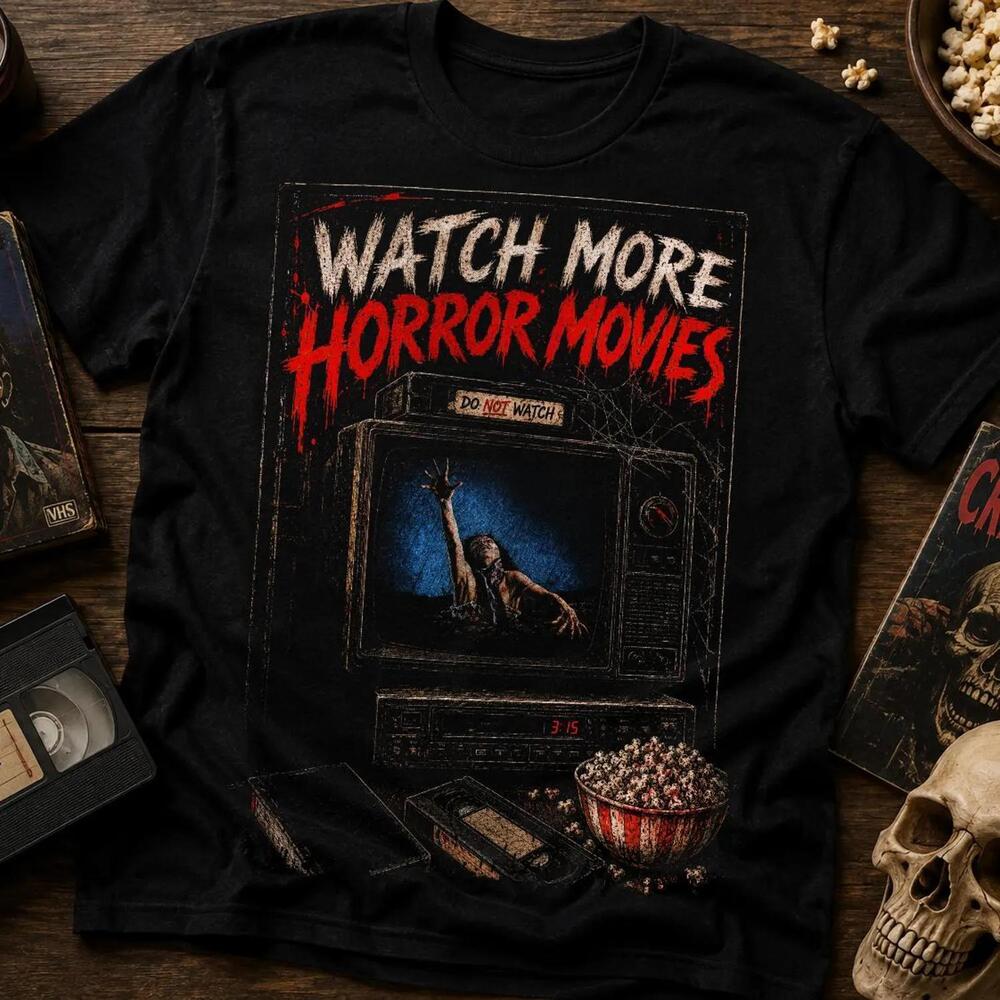 Watch More Horror Movies Shirt Retro Vhs Horror T-Shirt